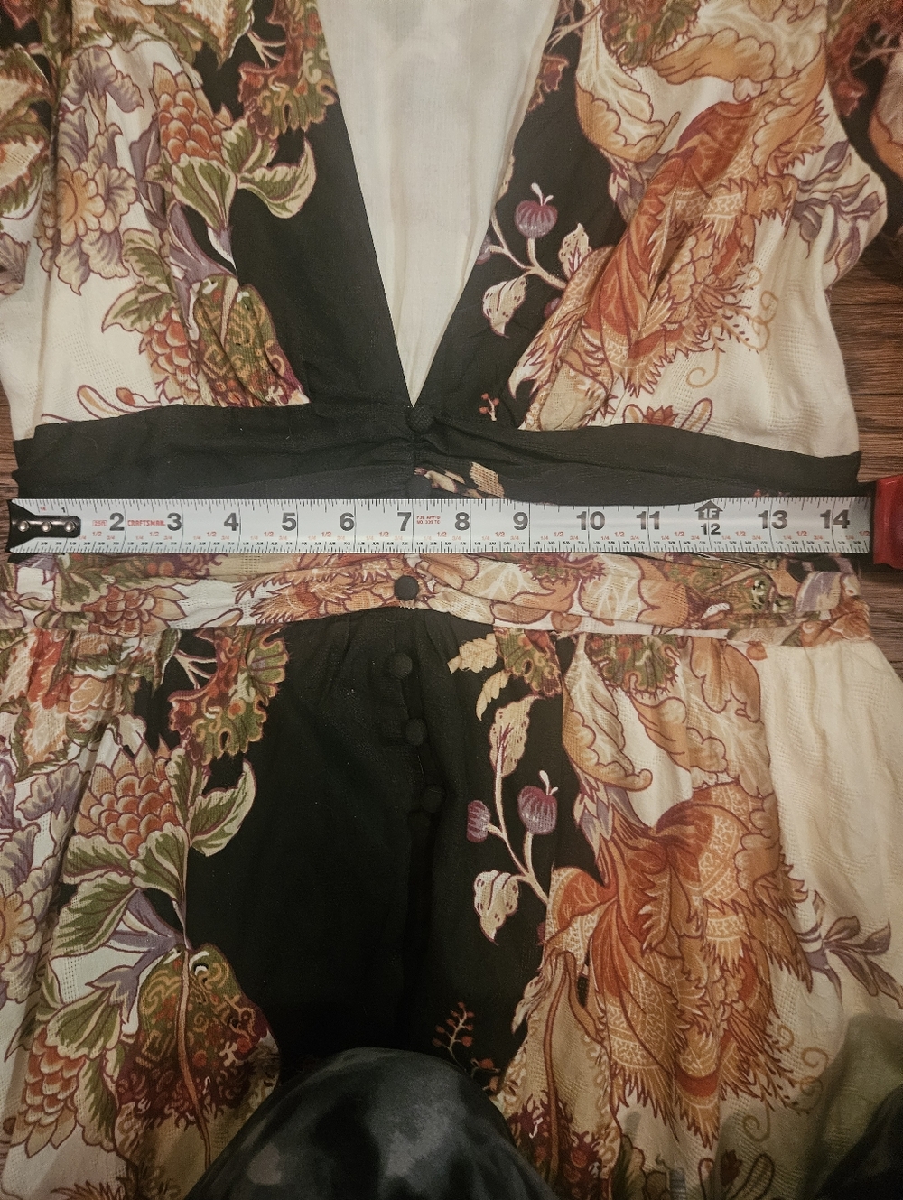 Anthropologie Katerina Button-Front Dress ✨ Cream Black Orange Floral Midi XS Bo - Picture 9 of 11